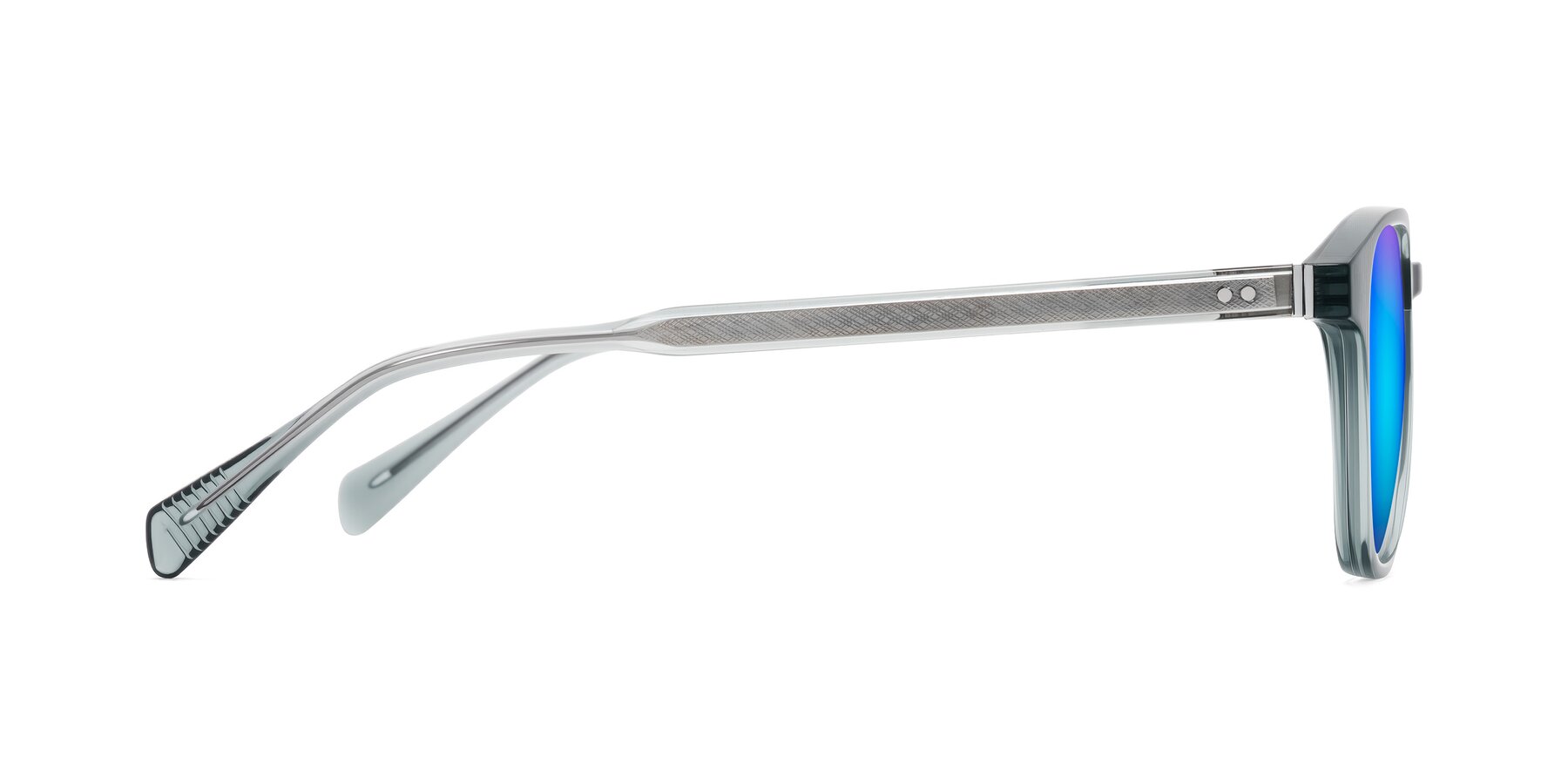 Side of Huites in Grayish Blue with Blue Mirrored Lenses