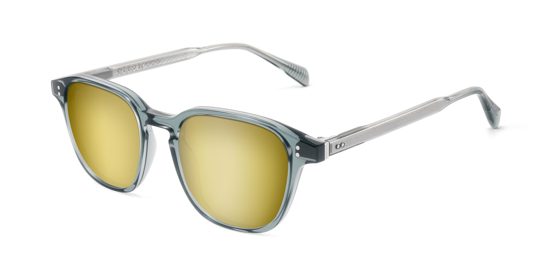 Angle of Huites in Grayish Blue with Gold Mirrored Lenses