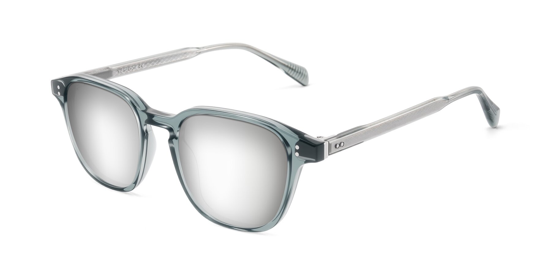 Angle of Huites in Grayish Blue with Silver Mirrored Lenses