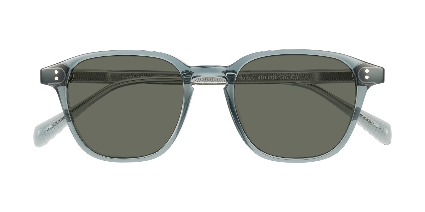 Folded Front of Huites in Grayish Blue with Gray Polarized Lenses