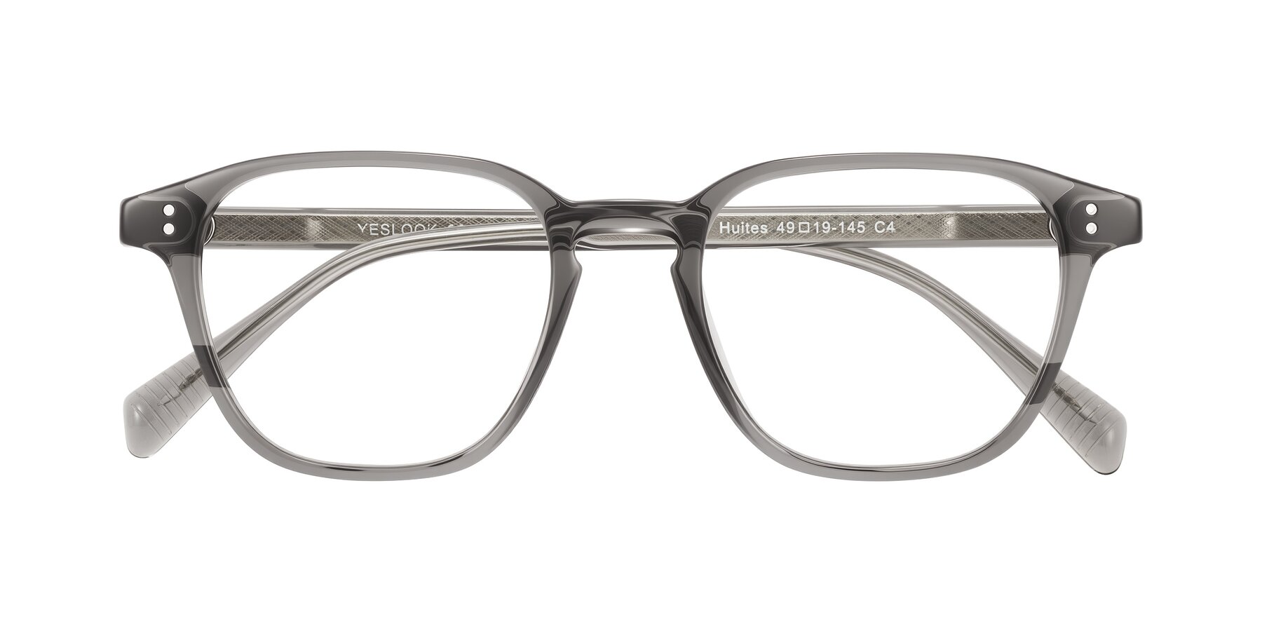 Folded Front of Huites in Gray with Clear Reading Eyeglass Lenses