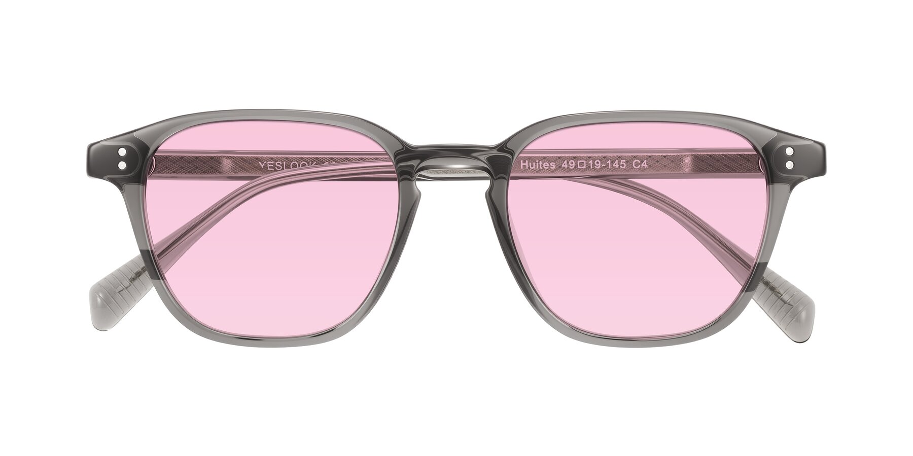 Folded Front of Huites in Gray with Light Pink Tinted Lenses