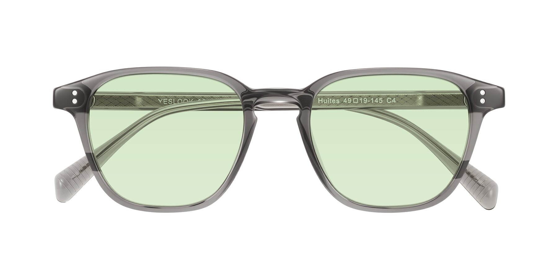 Folded Front of Huites in Gray with Light Green Tinted Lenses