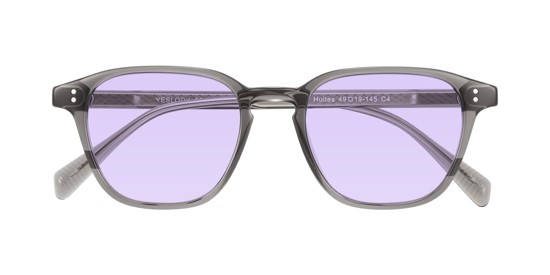 Folded Front of Huites in Gray with Light Purple Tinted Lenses