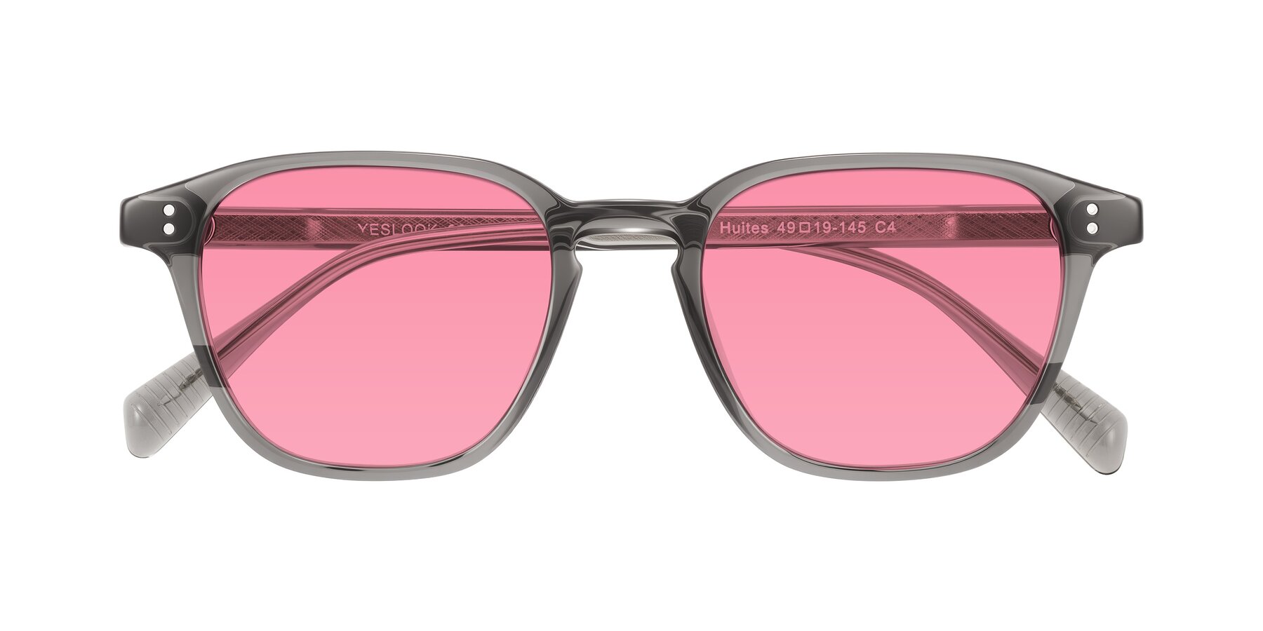 Folded Front of Huites in Gray with Pink Tinted Lenses