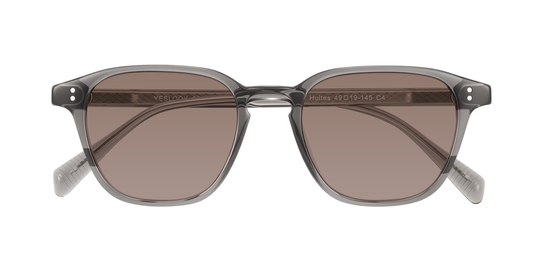 Folded Front of Huites in Gray with Medium Brown Tinted Lenses