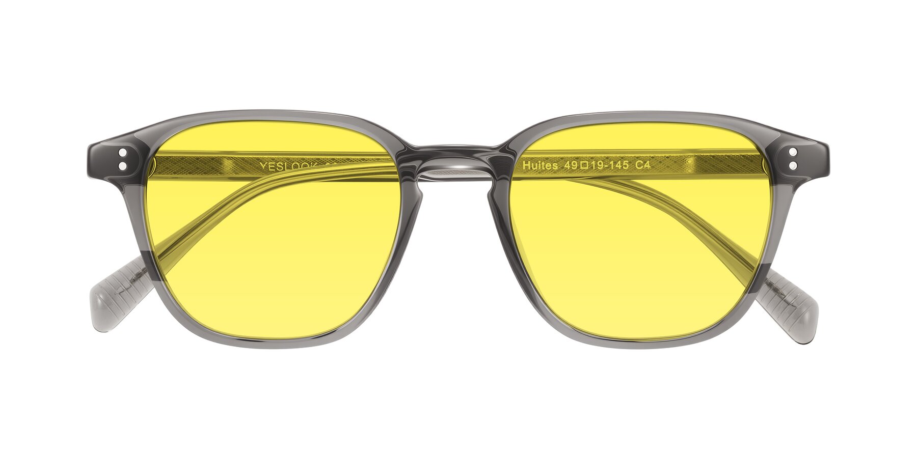 Folded Front of Huites in Gray with Medium Yellow Tinted Lenses