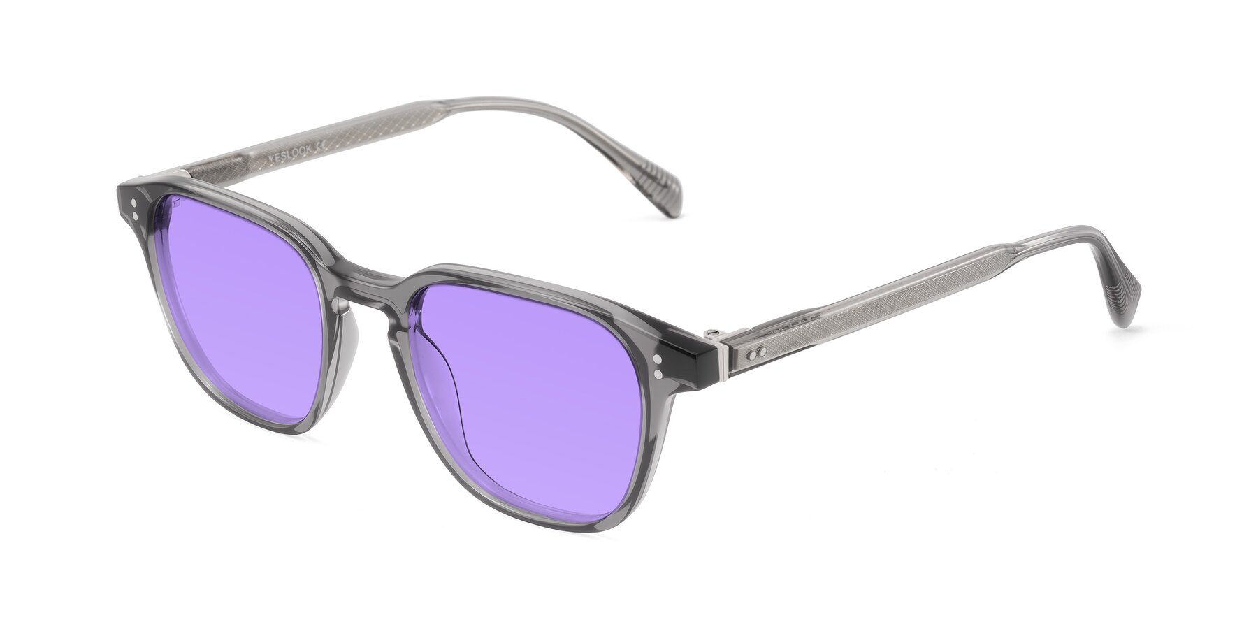 Angle of Huites in Gray with Medium Purple Tinted Lenses