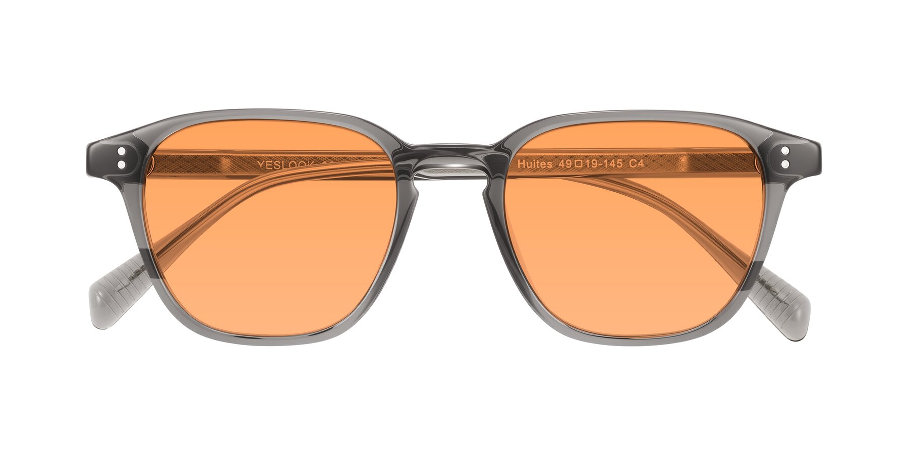 Folded Front of Huites in Gray with Medium Orange Tinted Lenses