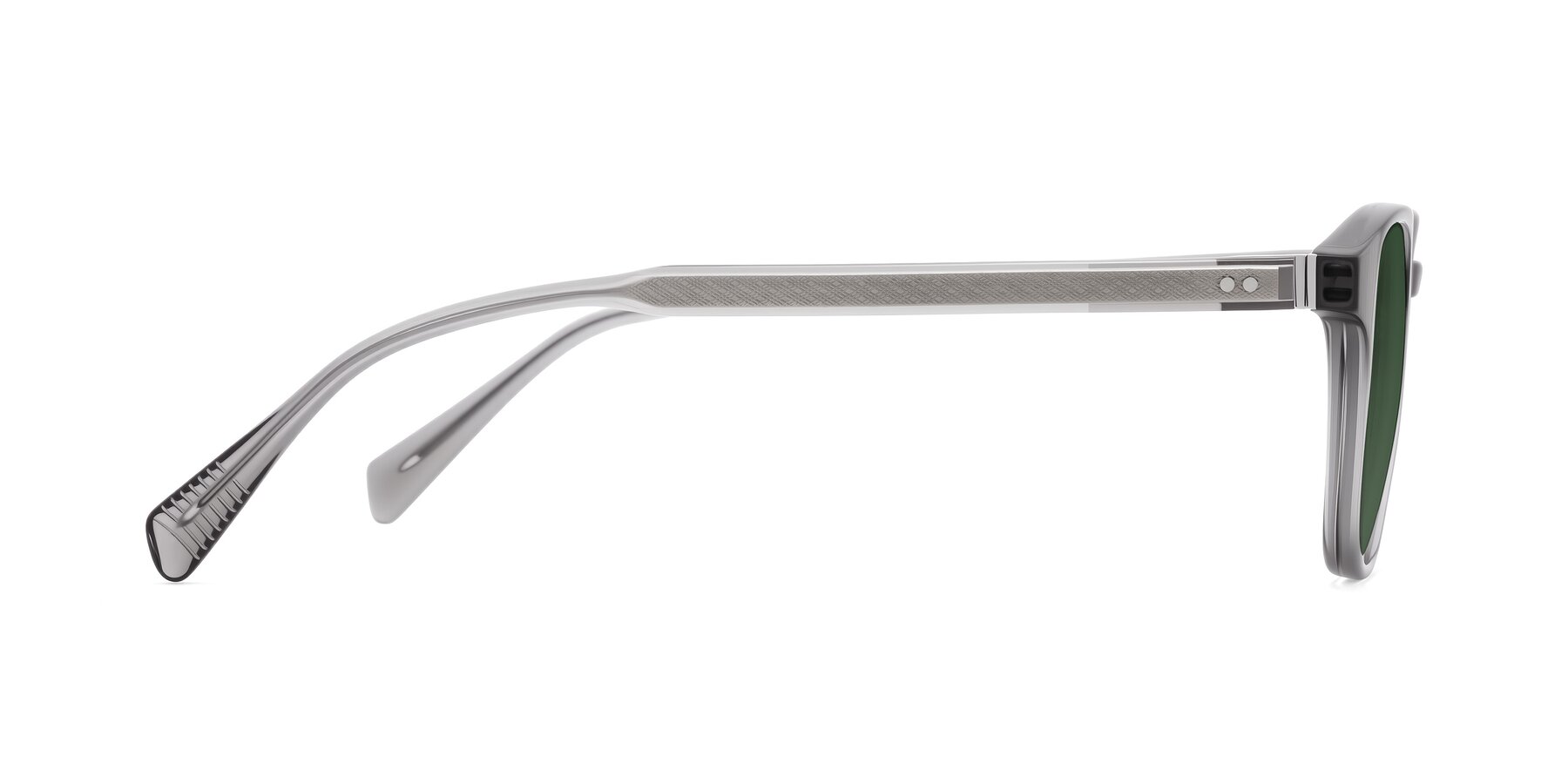 Side of Huites in Gray with Green Tinted Lenses