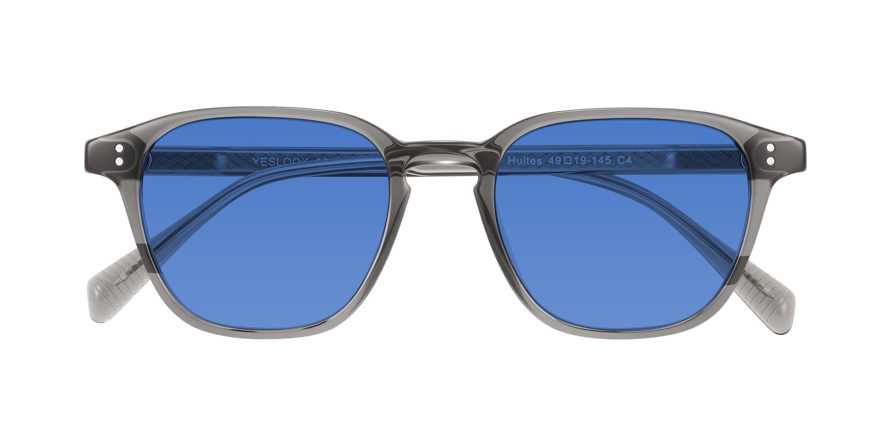 Folded Front of Huites in Gray with Blue Tinted Lenses