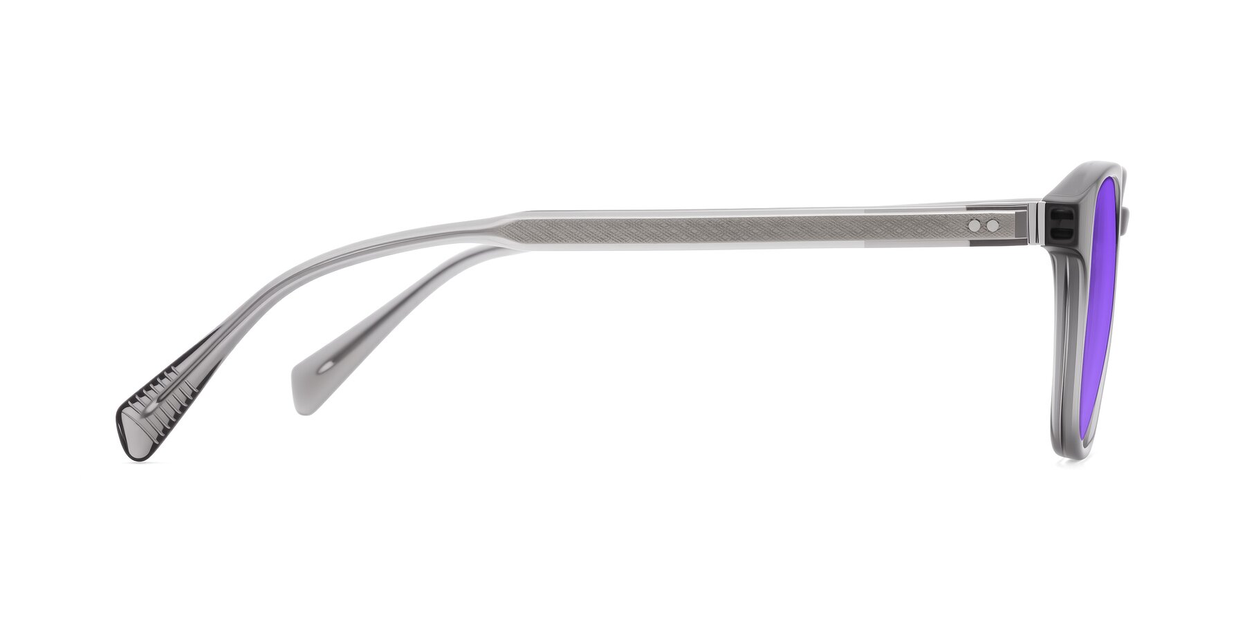 Side of Huites in Gray with Purple Tinted Lenses