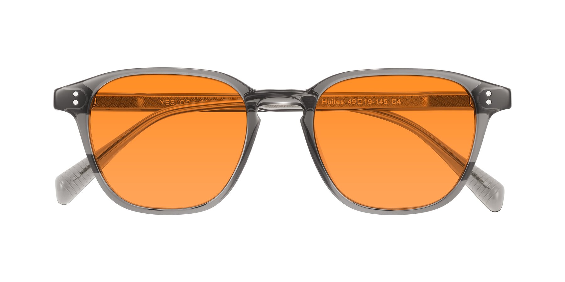 Folded Front of Huites in Gray with Orange Tinted Lenses