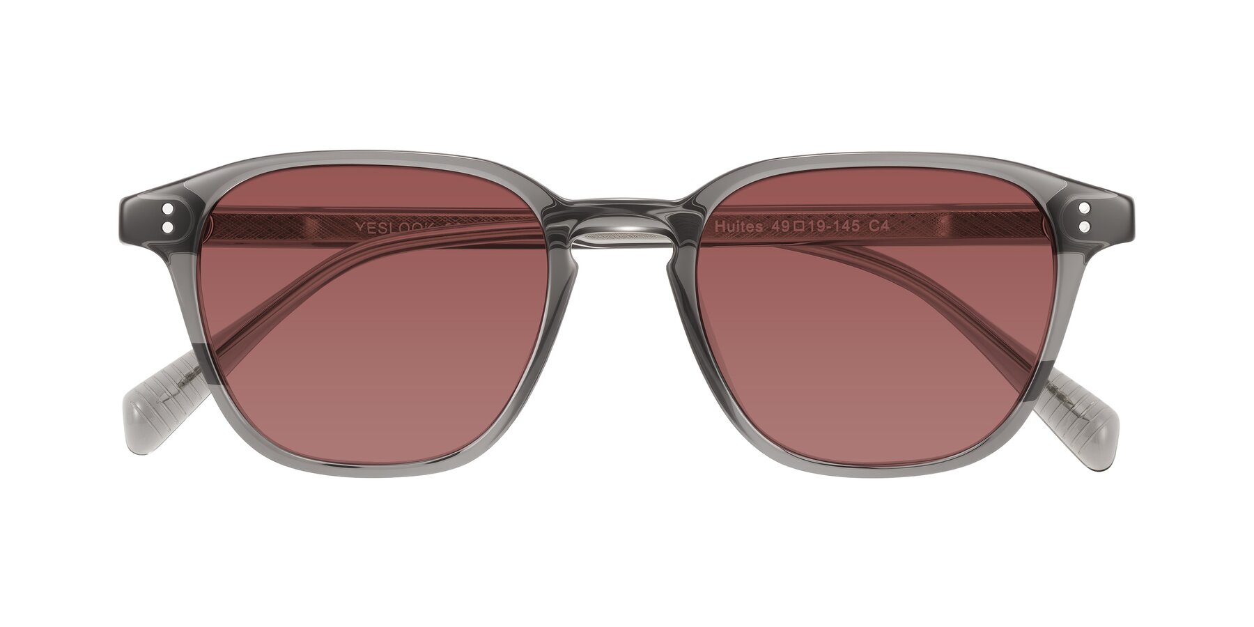 Folded Front of Huites in Gray with Garnet Tinted Lenses