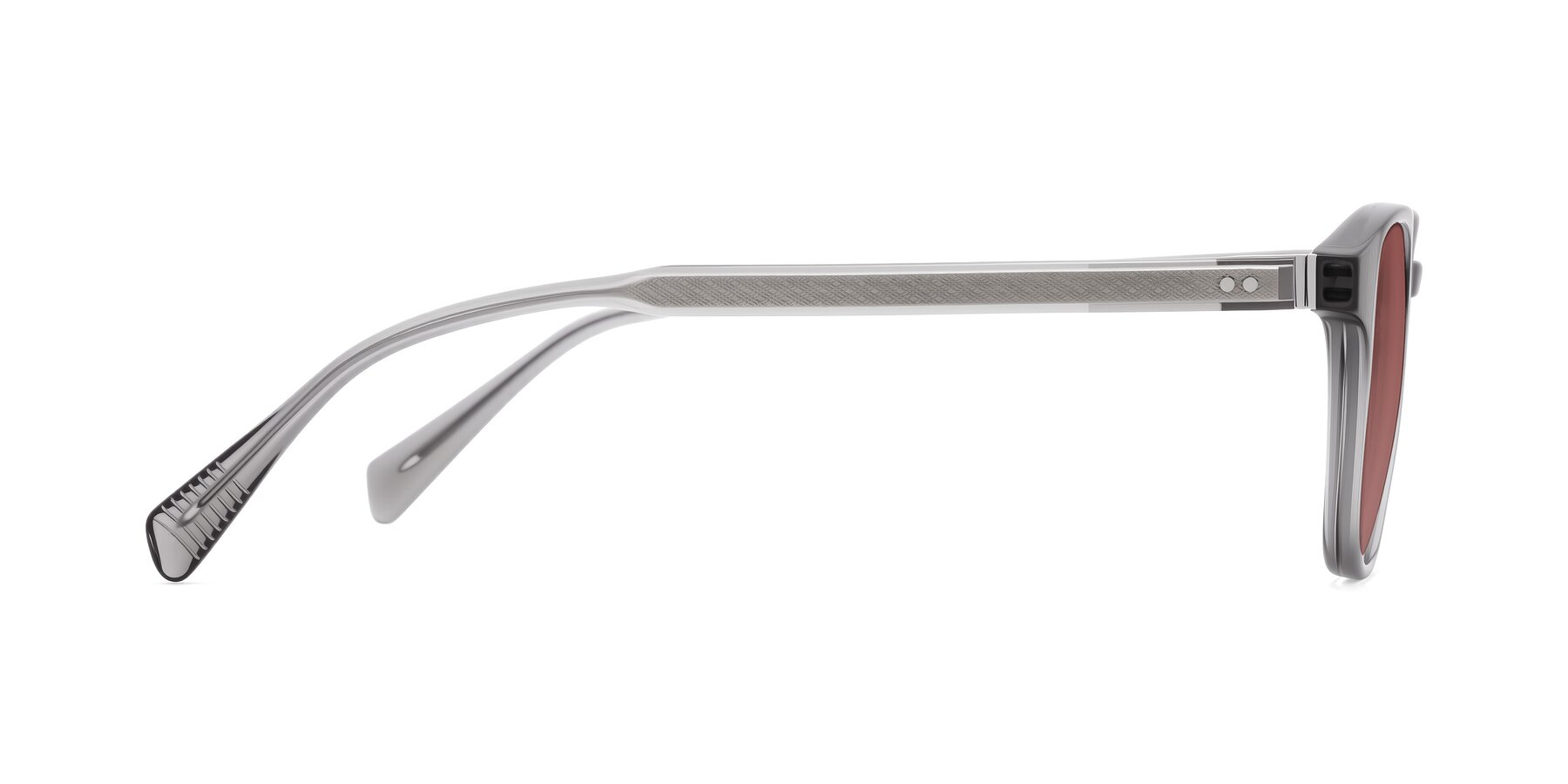 Side of Huites in Gray with Garnet Tinted Lenses