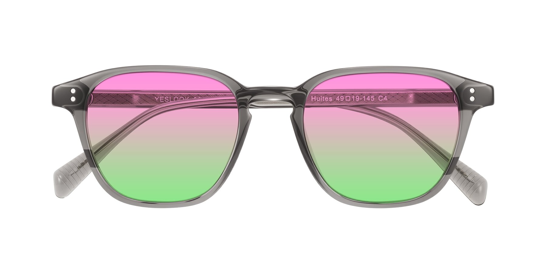 Folded Front of Huites in Gray with Pink / Green Gradient Lenses