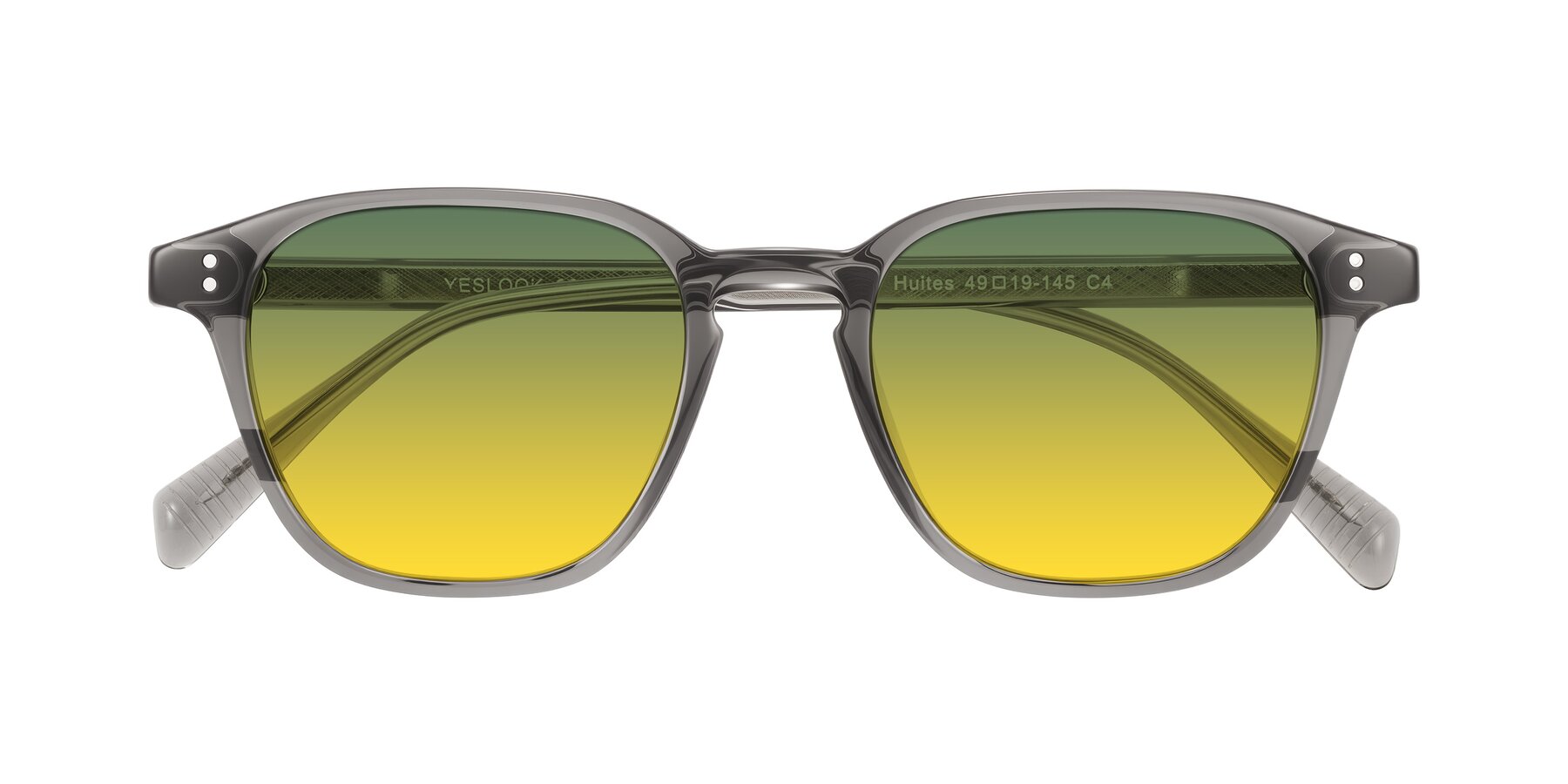 Folded Front of Huites in Gray with Green / Yellow Gradient Lenses