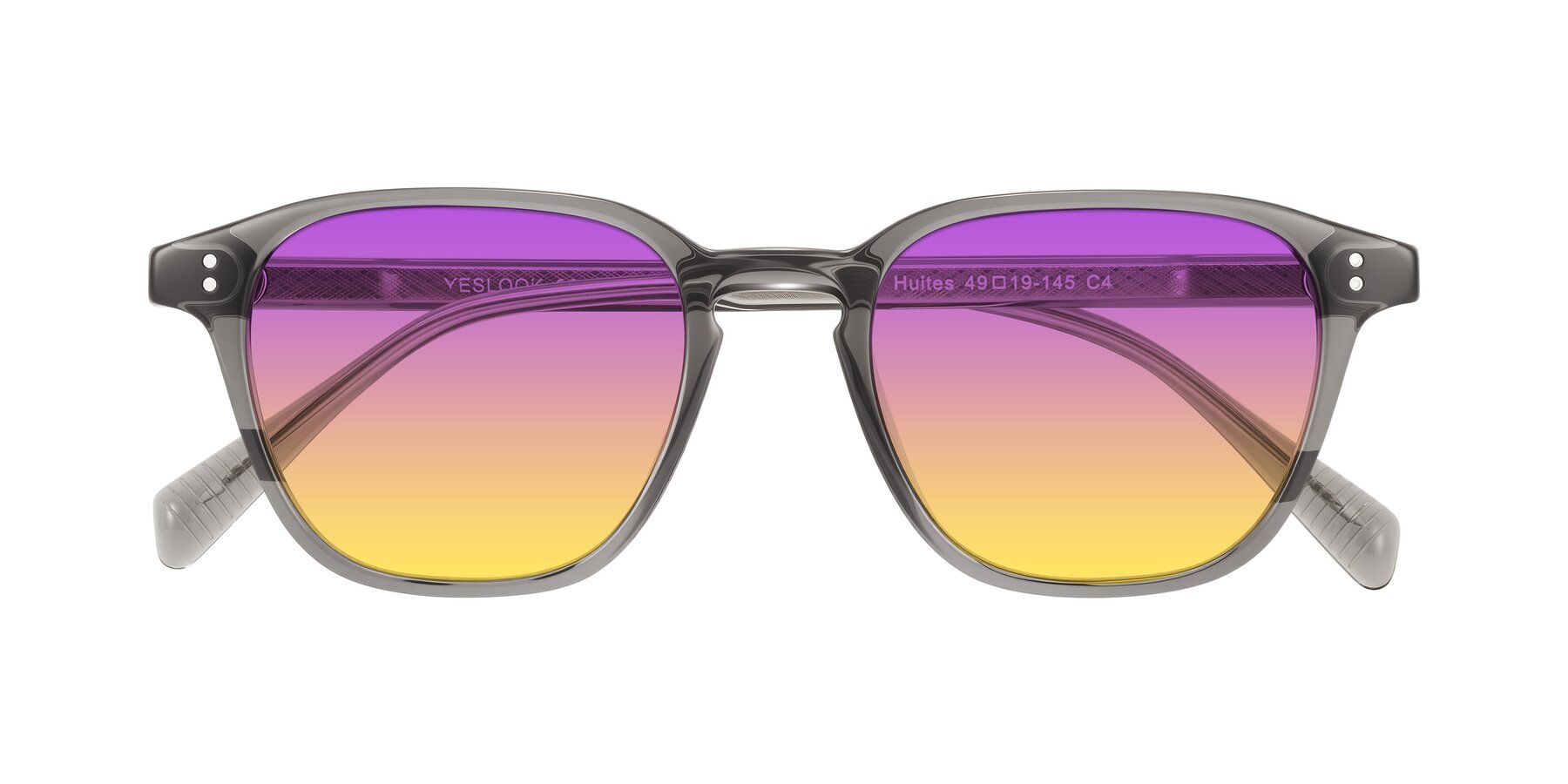 Folded Front of Huites in Gray with Purple / Yellow Gradient Lenses