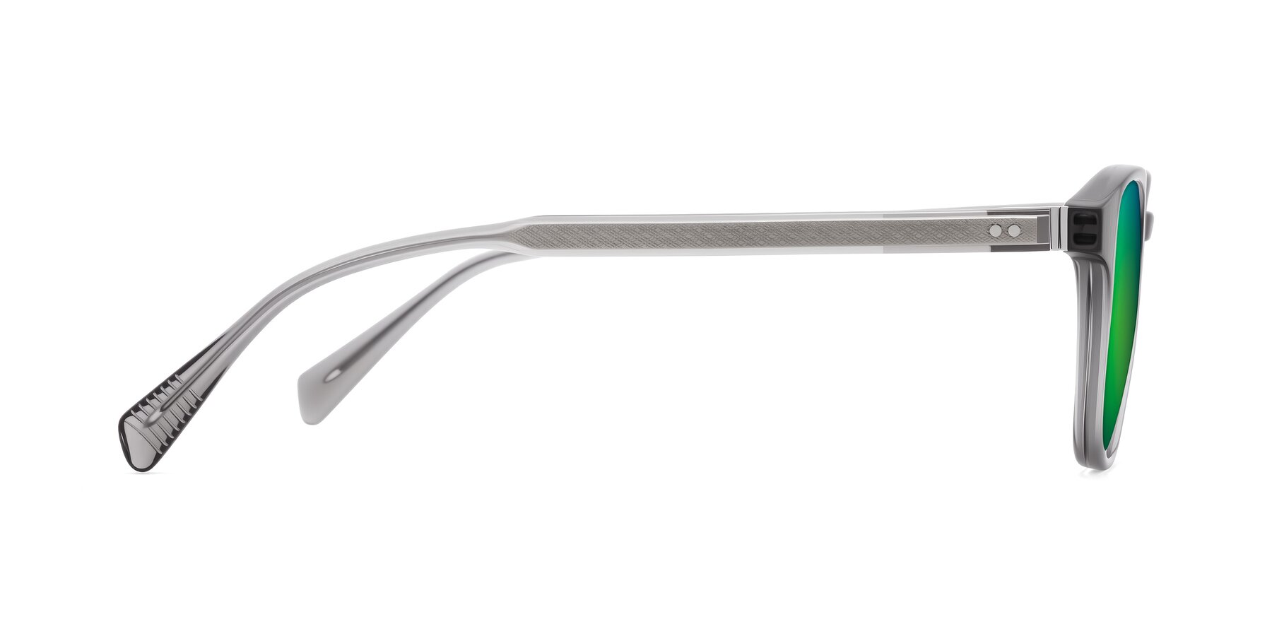 Side of Huites in Gray with Green Mirrored Lenses