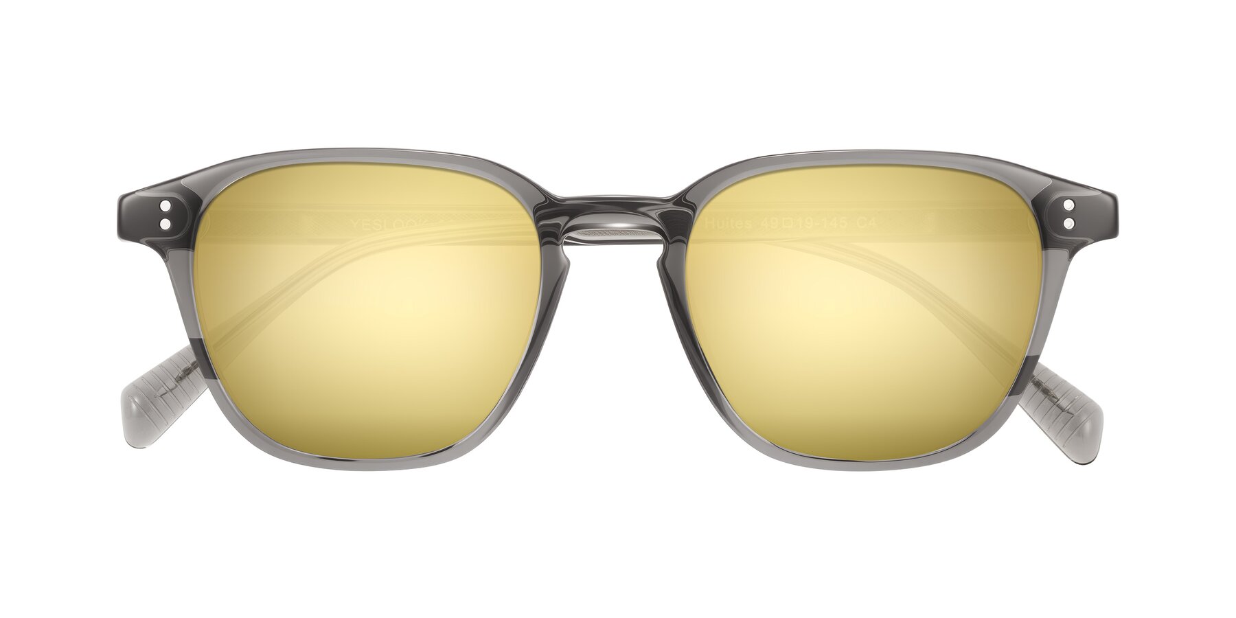 Folded Front of Huites in Gray with Gold Mirrored Lenses