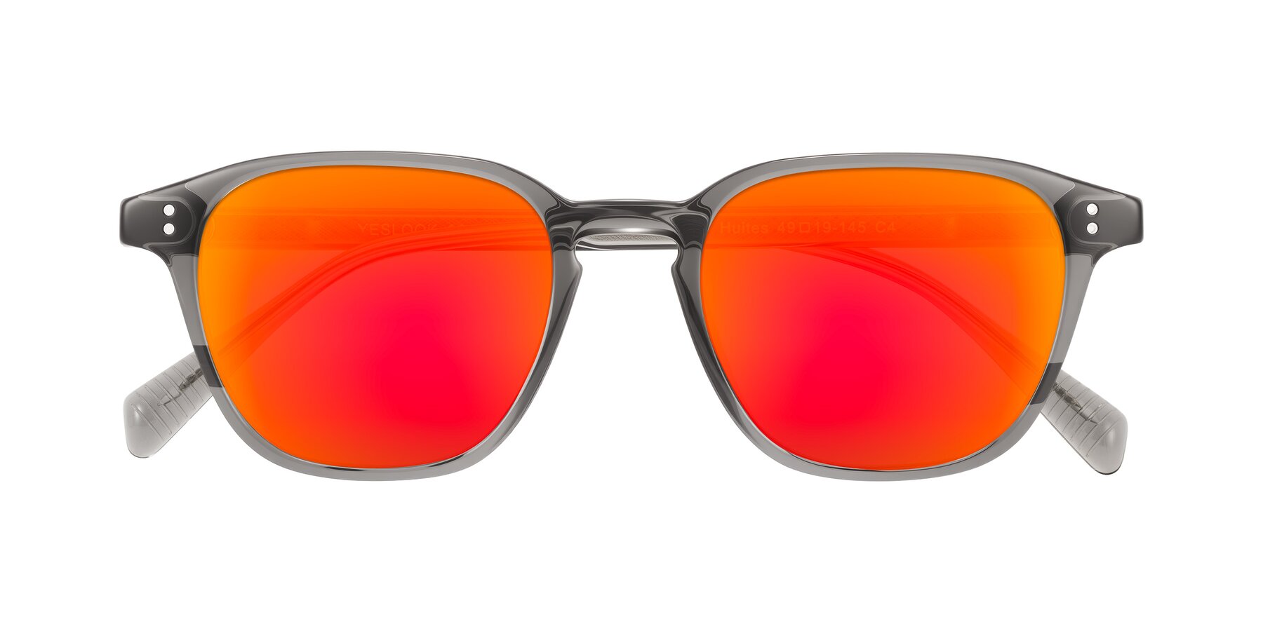 Folded Front of Huites in Gray with Red Gold Mirrored Lenses