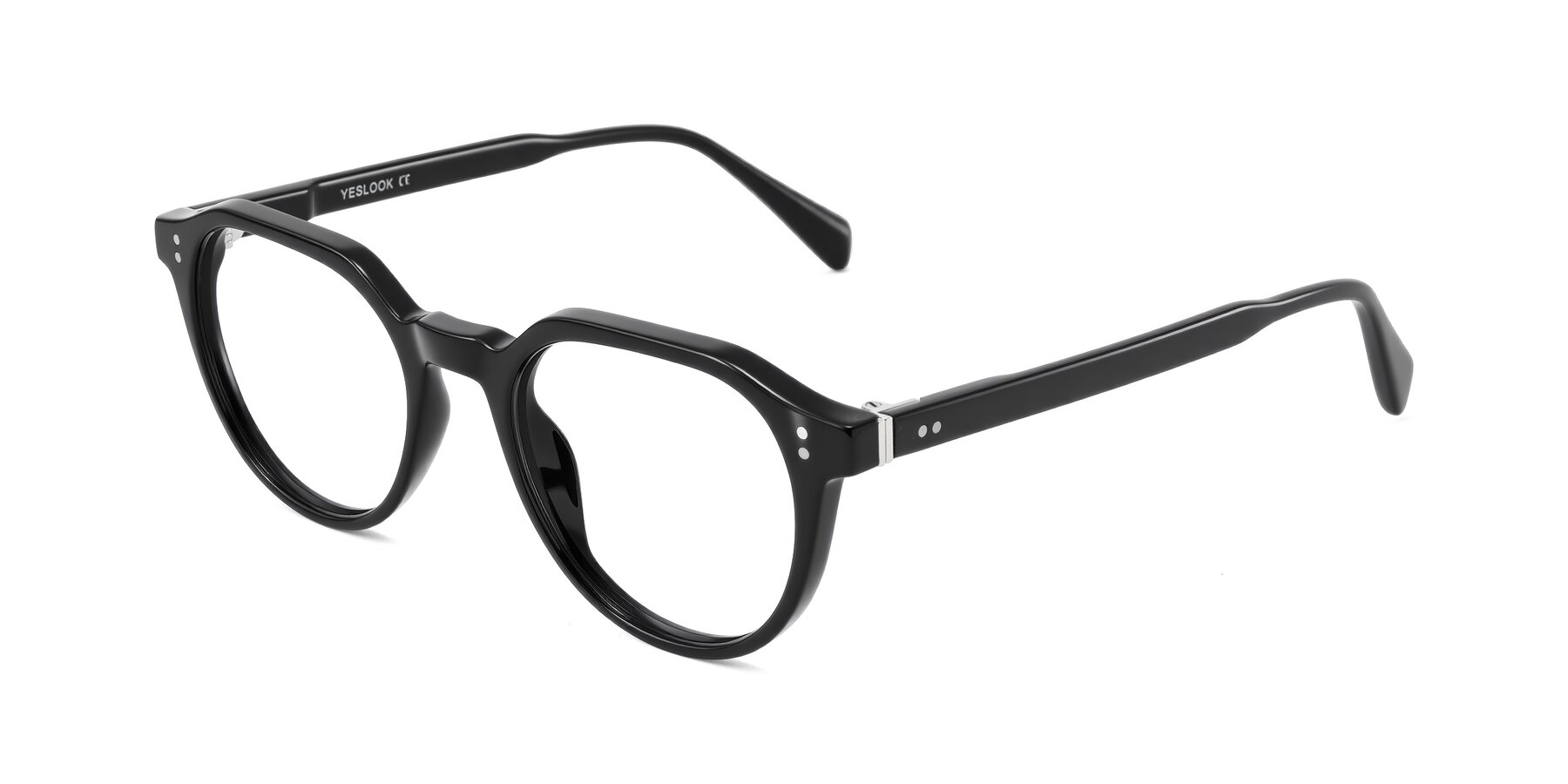 Angle of Cotaii in Black with Clear Reading Eyeglass Lenses