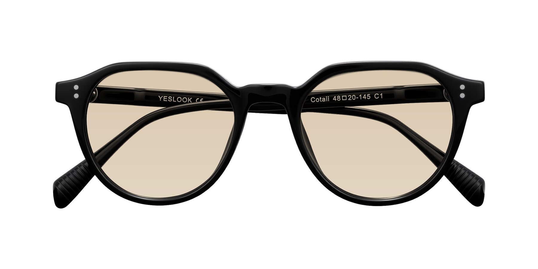 Folded Front of Cotaii in Black with Light Brown Tinted Lenses