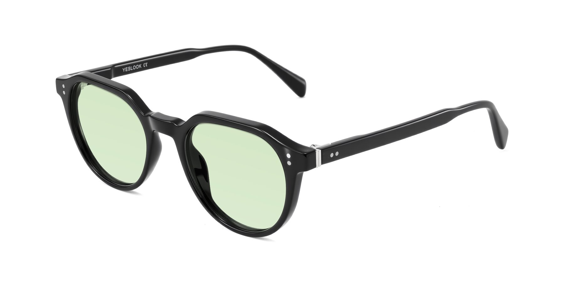 Angle of Cotaii in Black with Light Green Tinted Lenses