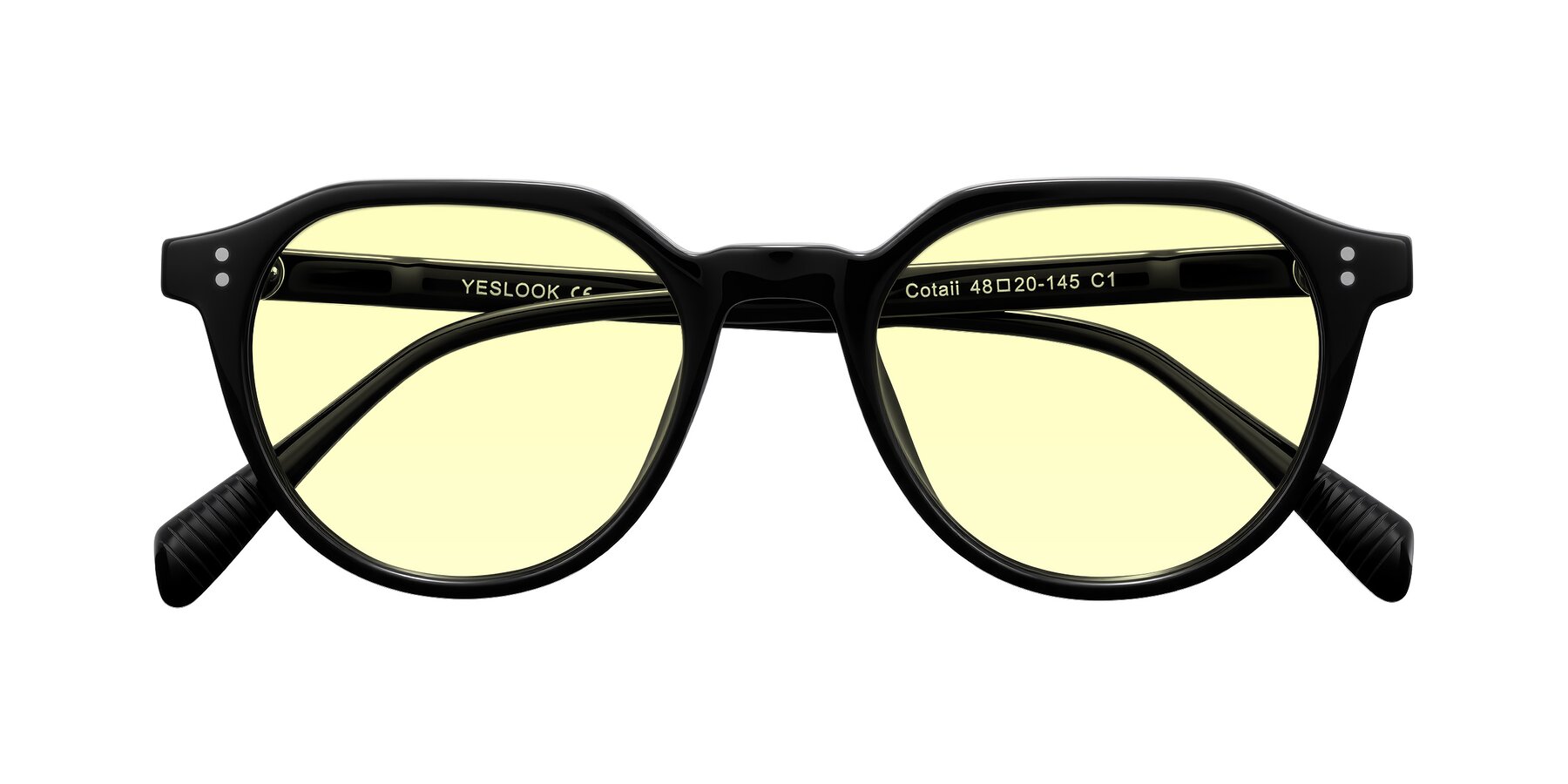 Folded Front of Cotaii in Black with Light Yellow Tinted Lenses