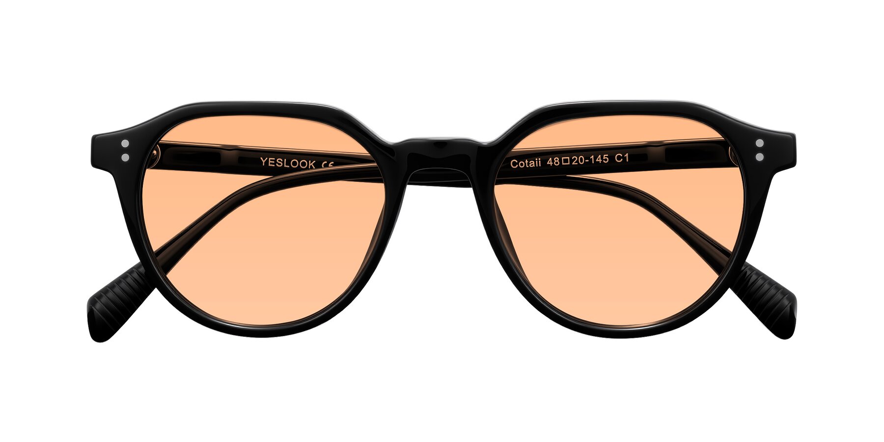 Folded Front of Cotaii in Black with Light Orange Tinted Lenses