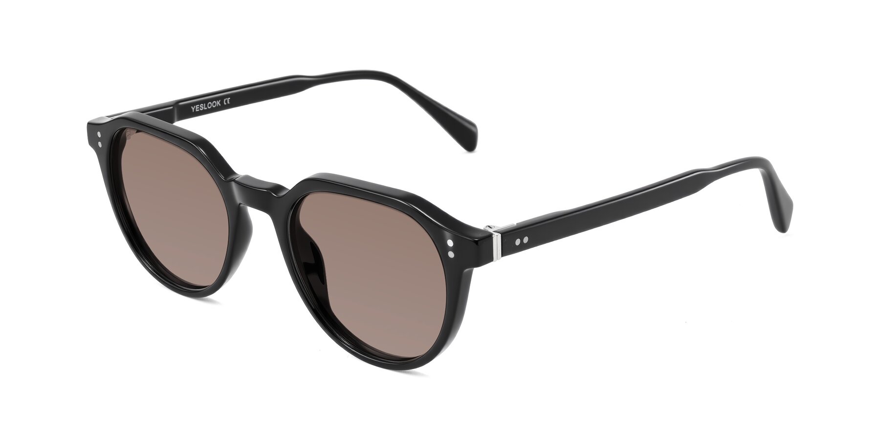 Angle of Cotaii in Black with Medium Brown Tinted Lenses