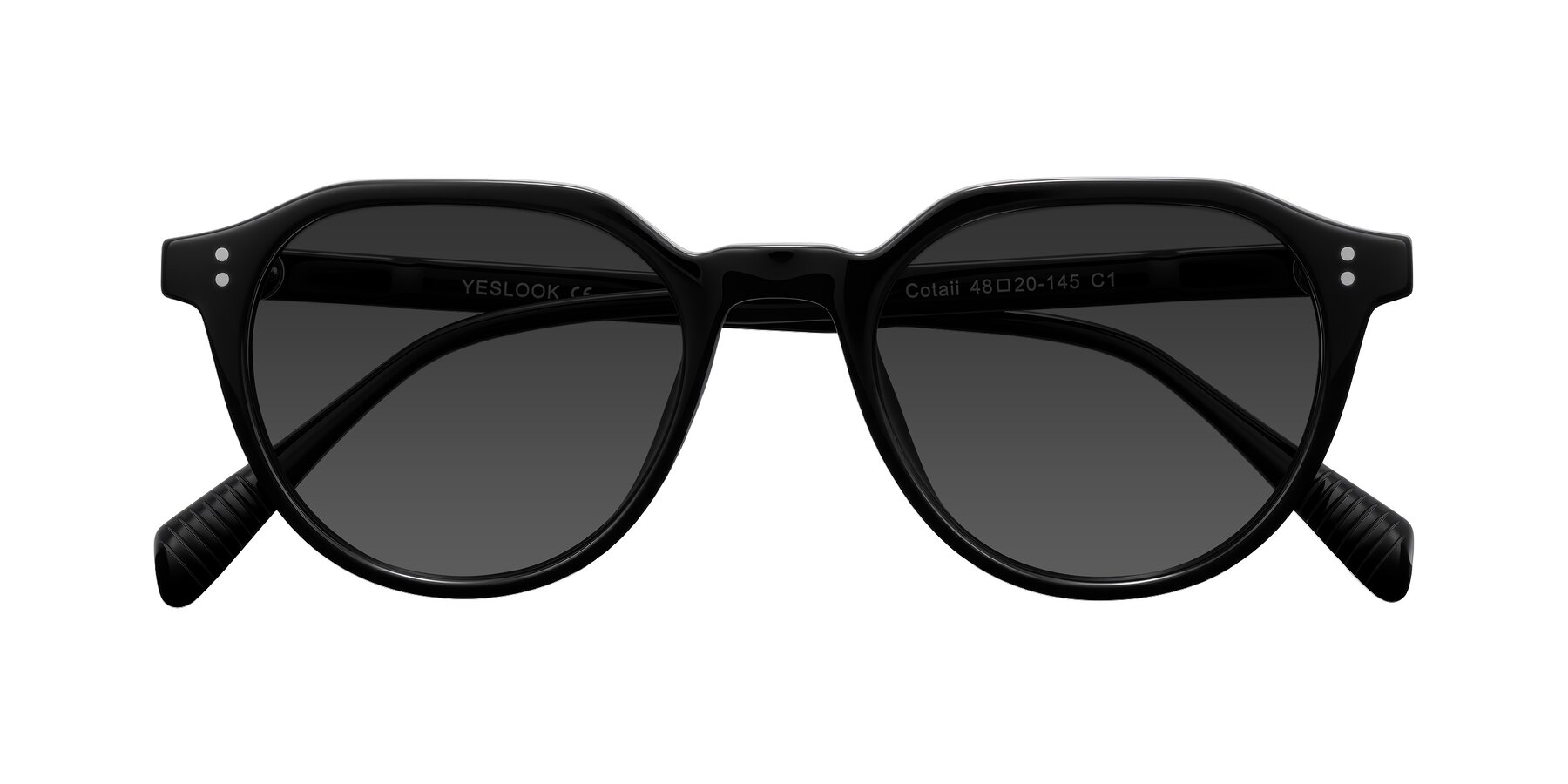 Folded Front of Cotaii in Black with Gray Tinted Lenses