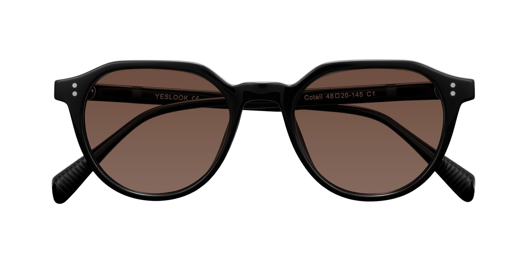 Folded Front of Cotaii in Black with Brown Tinted Lenses