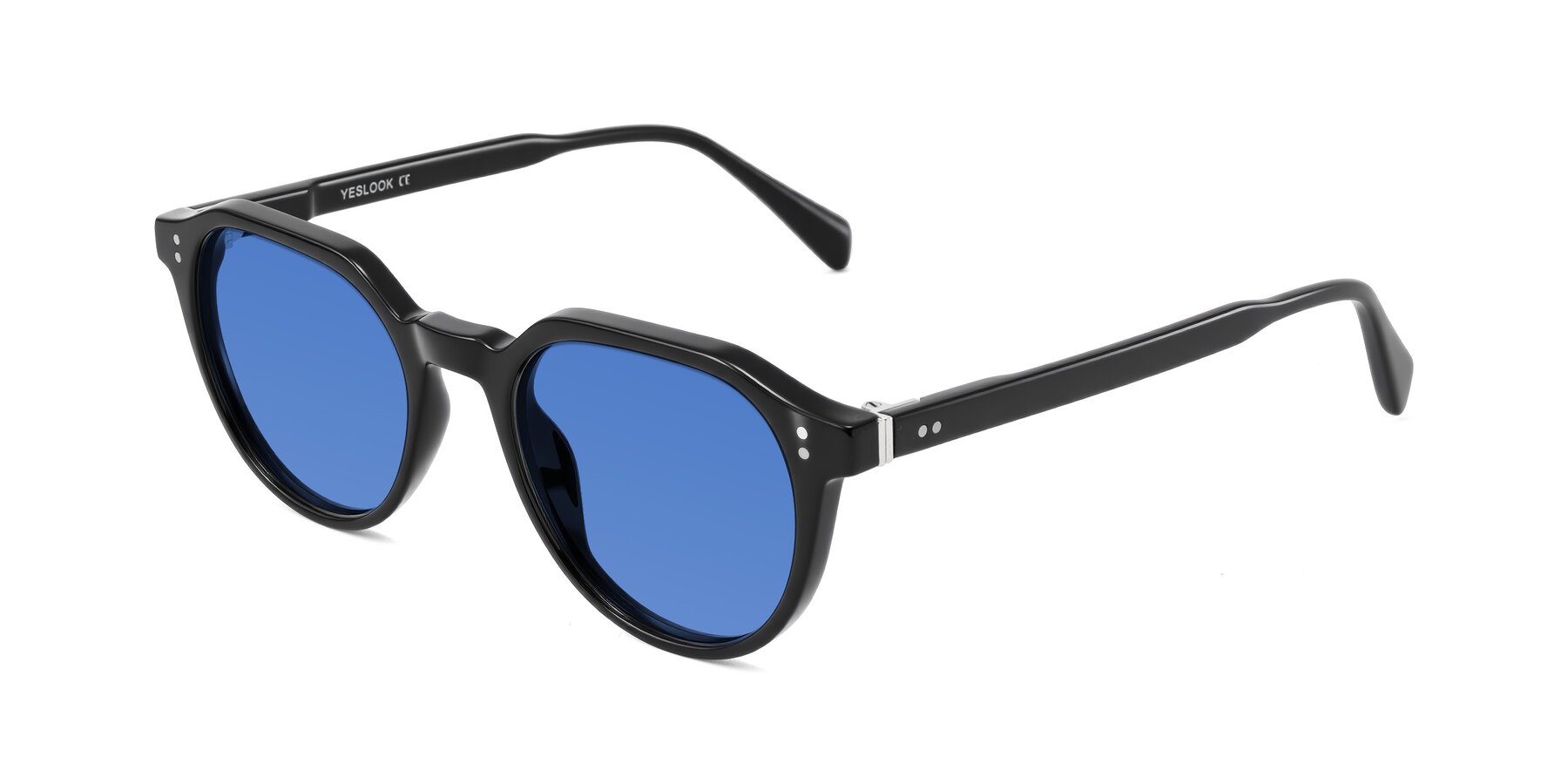 Angle of Cotaii in Black with Blue Tinted Lenses