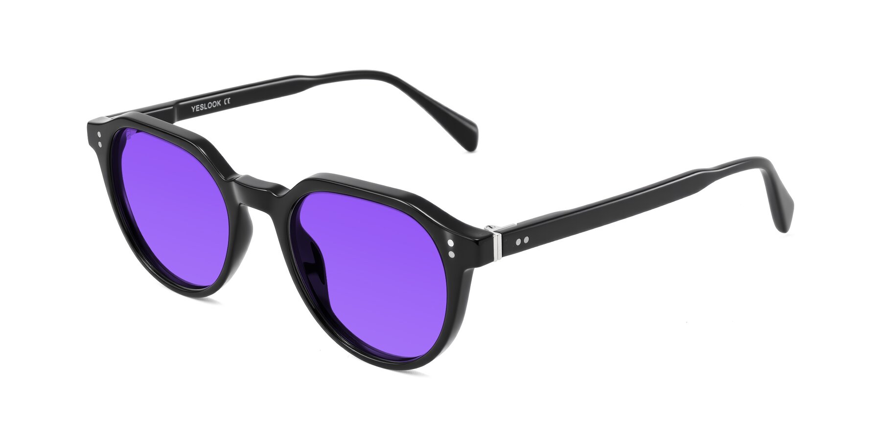 Angle of Cotaii in Black with Purple Tinted Lenses