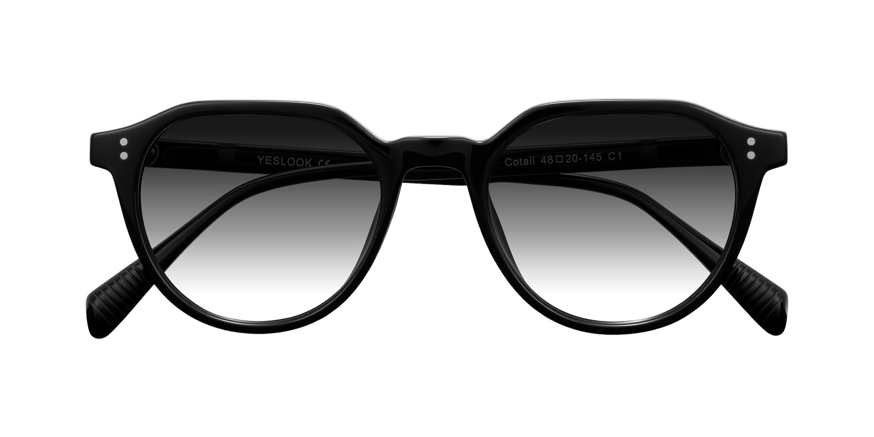 Folded Front of Cotaii in Black with Gray Gradient Lenses