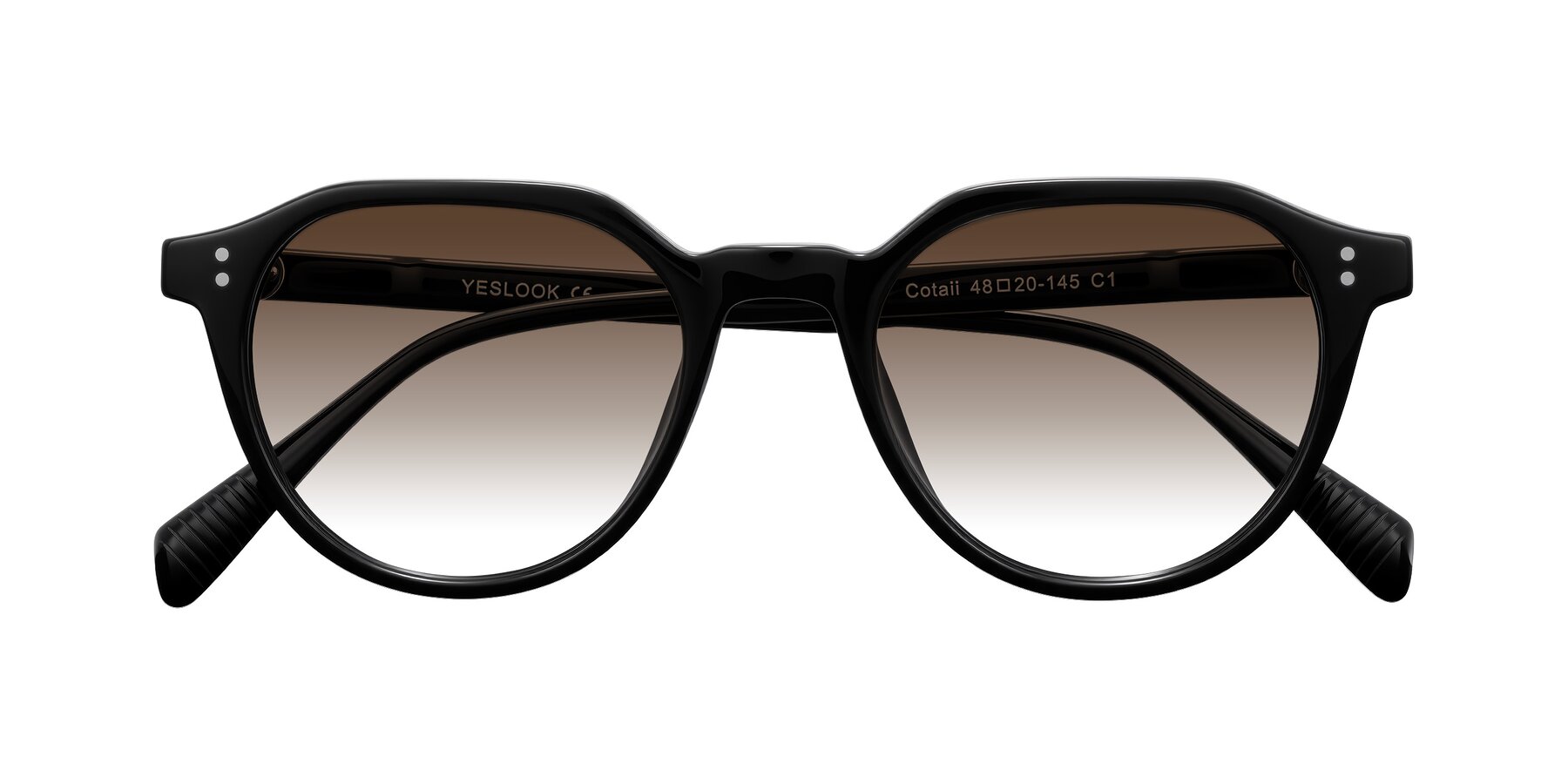 Folded Front of Cotaii in Black with Brown Gradient Lenses