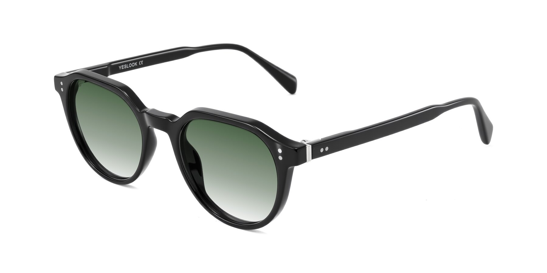 Angle of Cotaii in Black with Green Gradient Lenses
