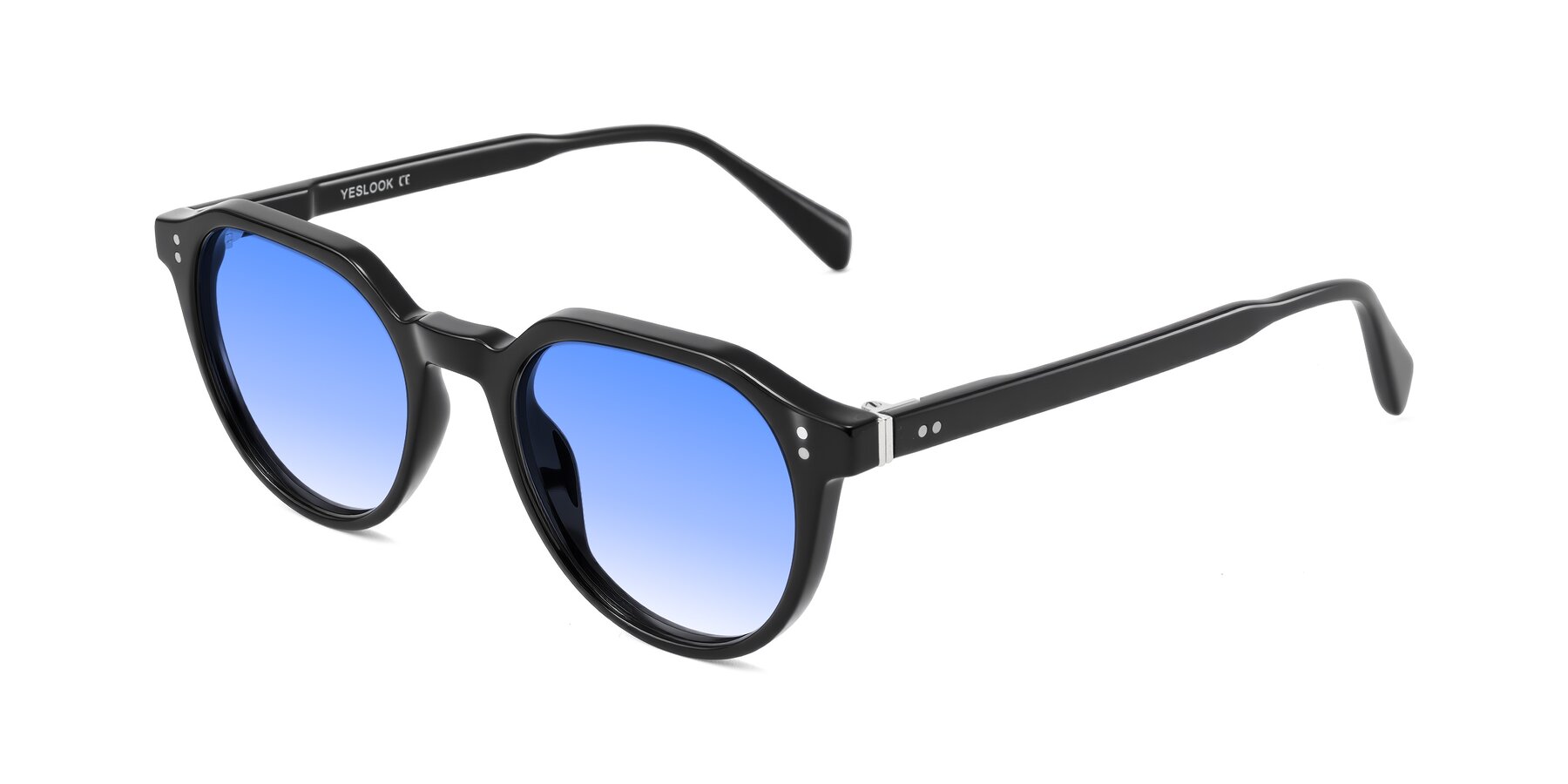 Angle of Cotaii in Black with Blue Gradient Lenses
