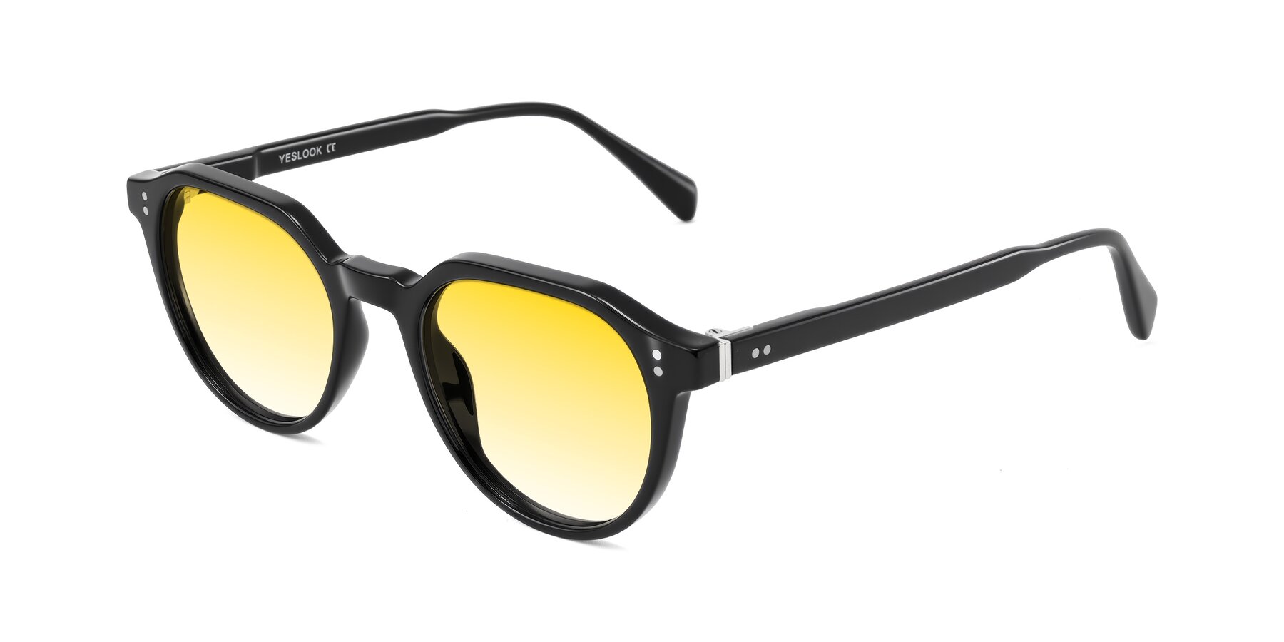 Angle of Cotaii in Black with Yellow Gradient Lenses