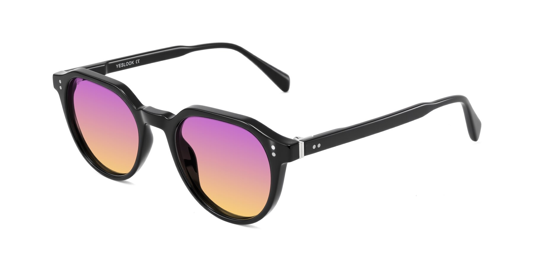 Angle of Cotaii in Black with Purple / Yellow Gradient Lenses