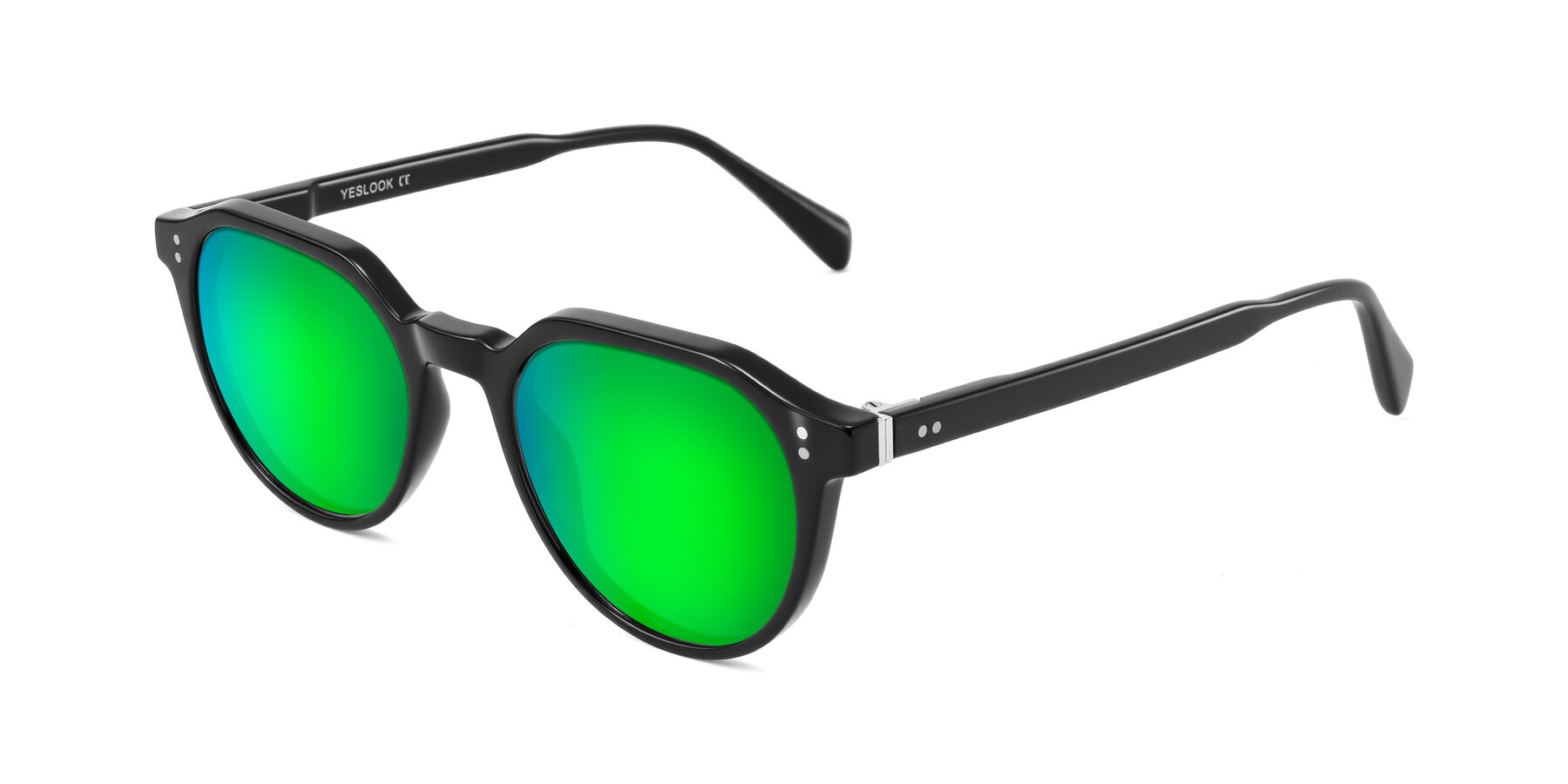 Angle of Cotaii in Black with Green Mirrored Lenses