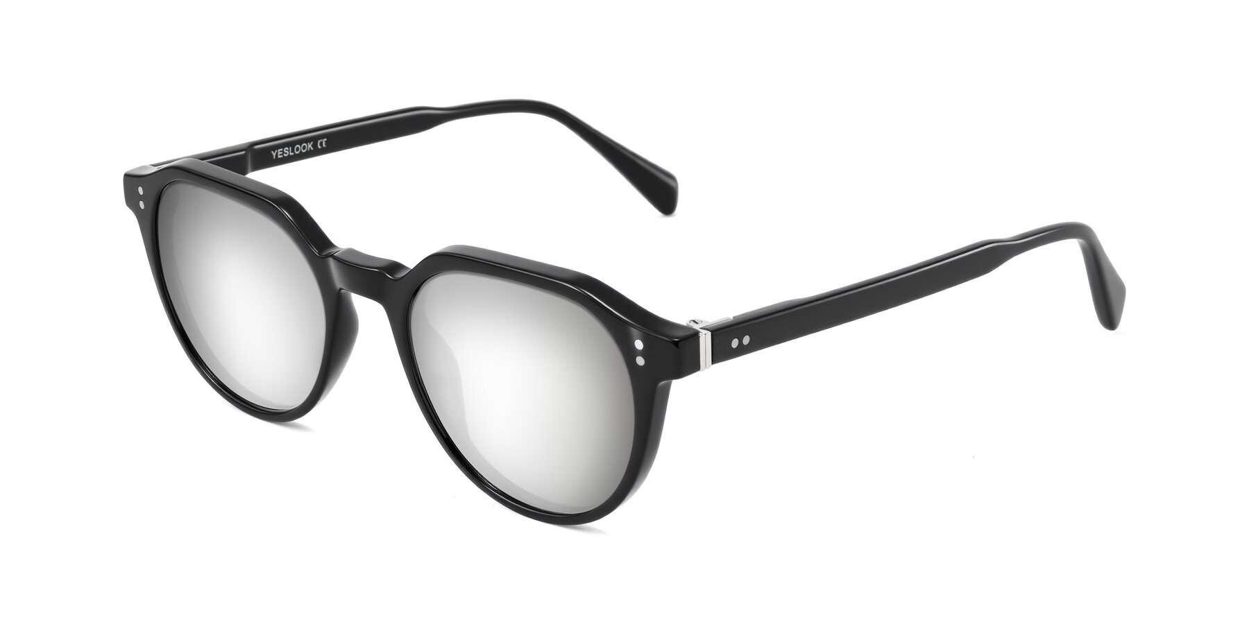 Angle of Cotaii in Black with Silver Mirrored Lenses