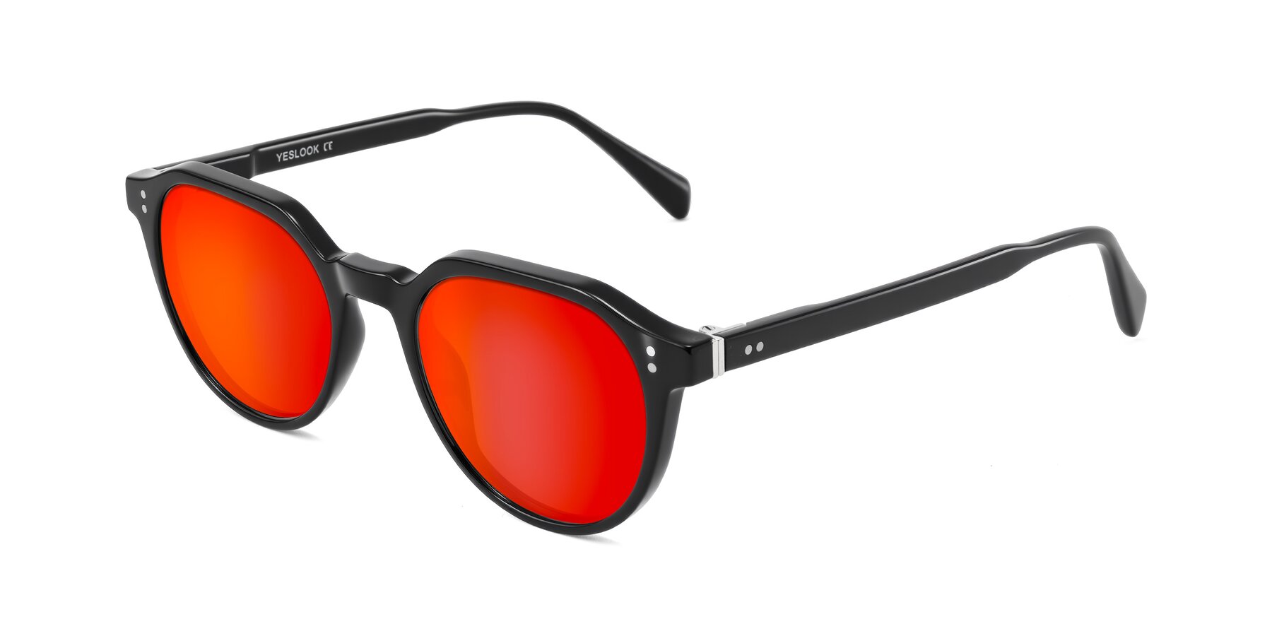 Angle of Cotaii in Black with Red Gold Mirrored Lenses