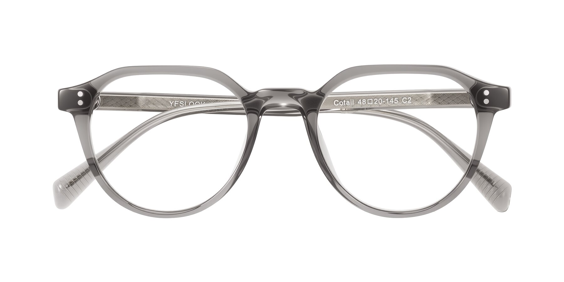 Folded Front of Cotaii in Gray with Clear Reading Eyeglass Lenses