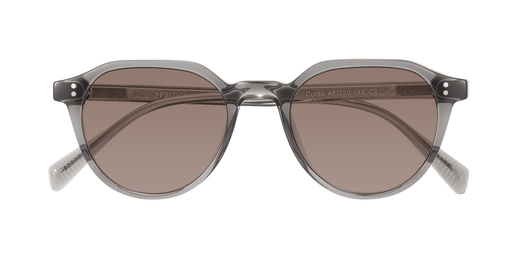 Folded Front of Cotaii in Gray with Medium Brown Tinted Lenses