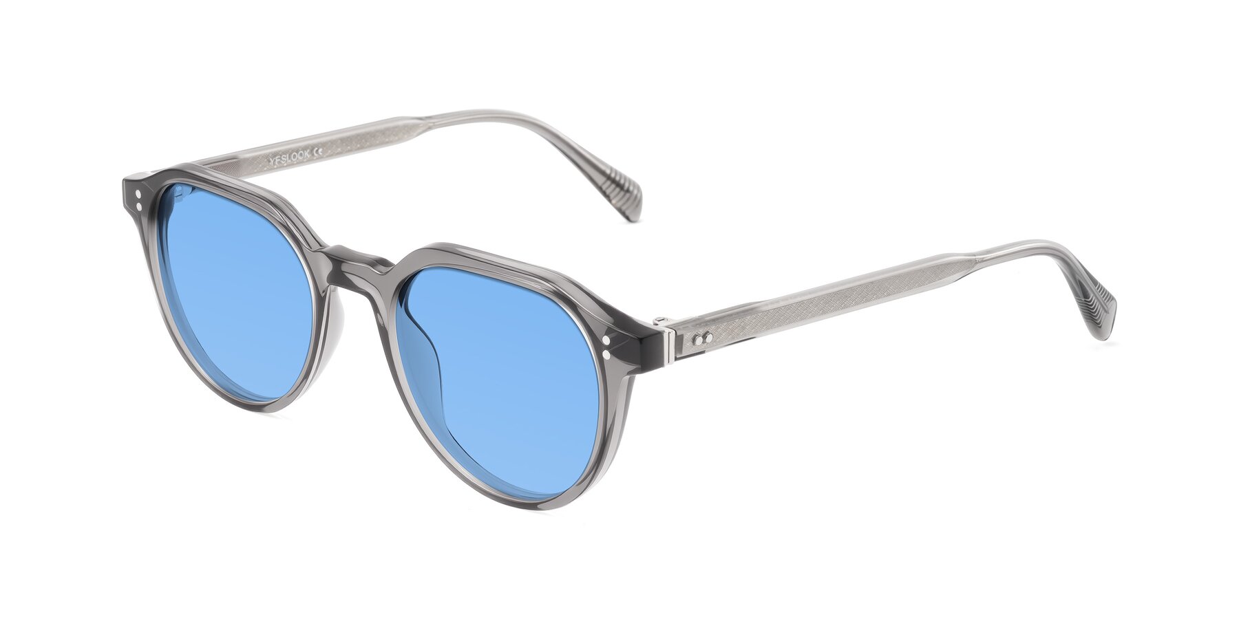 Angle of Cotaii in Gray with Medium Blue Tinted Lenses