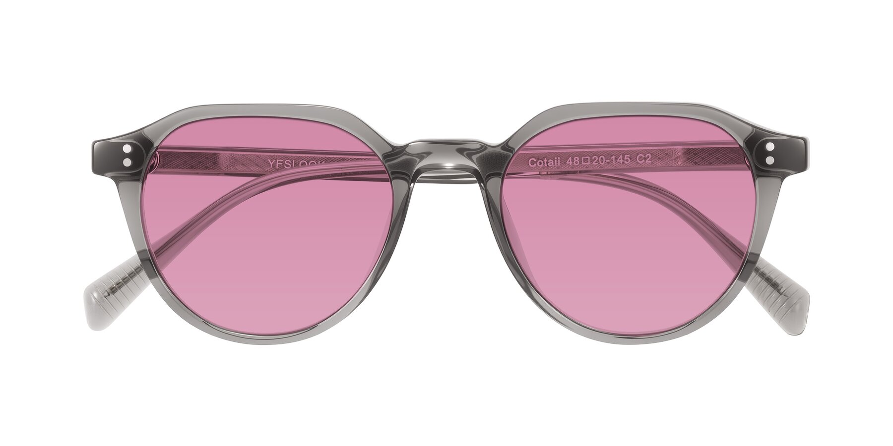 Folded Front of Cotaii in Gray with Medium Wine Tinted Lenses