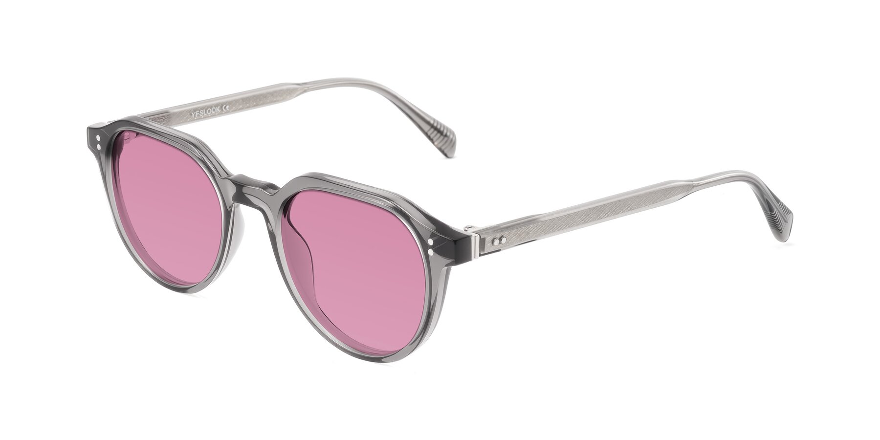 Angle of Cotaii in Gray with Medium Wine Tinted Lenses