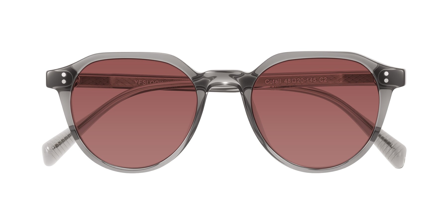 Folded Front of Cotaii in Gray with Garnet Tinted Lenses
